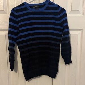 Bloomingdale's Blue and Black Striped Crewneck Sweater